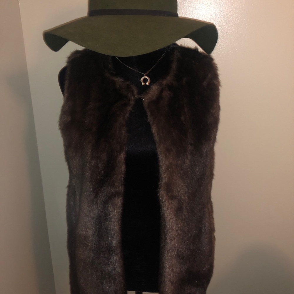 Brown faux fur vest